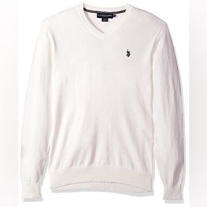 💎 U.S. POLO ASSN. Men’s white sweater Size Medium 100% Acrylic